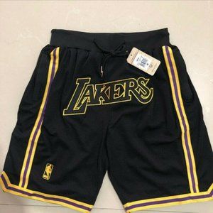Los Angeles LA Lakers Black Pocket Zipper Shorts